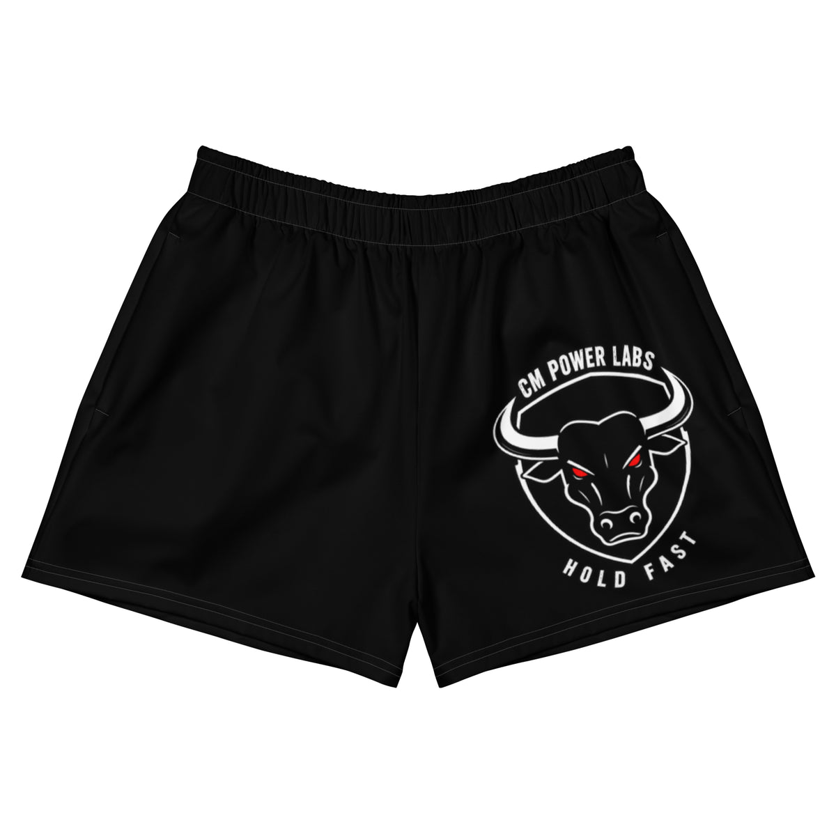 Men's Performance Training Shorts in Black, exact supplier front mockup on white background