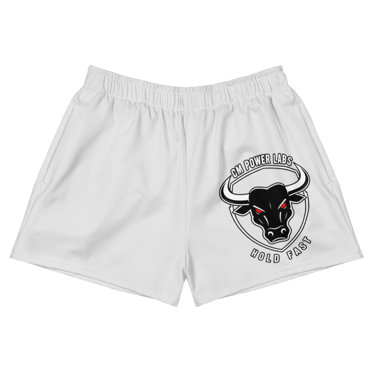 Men's Performance Training Shorts in supplier Light Grey, front mockup on white background