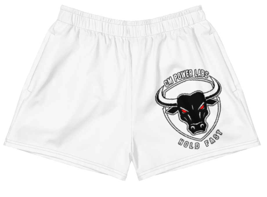 Men's Performance Training Shorts in White, front supplier mockup